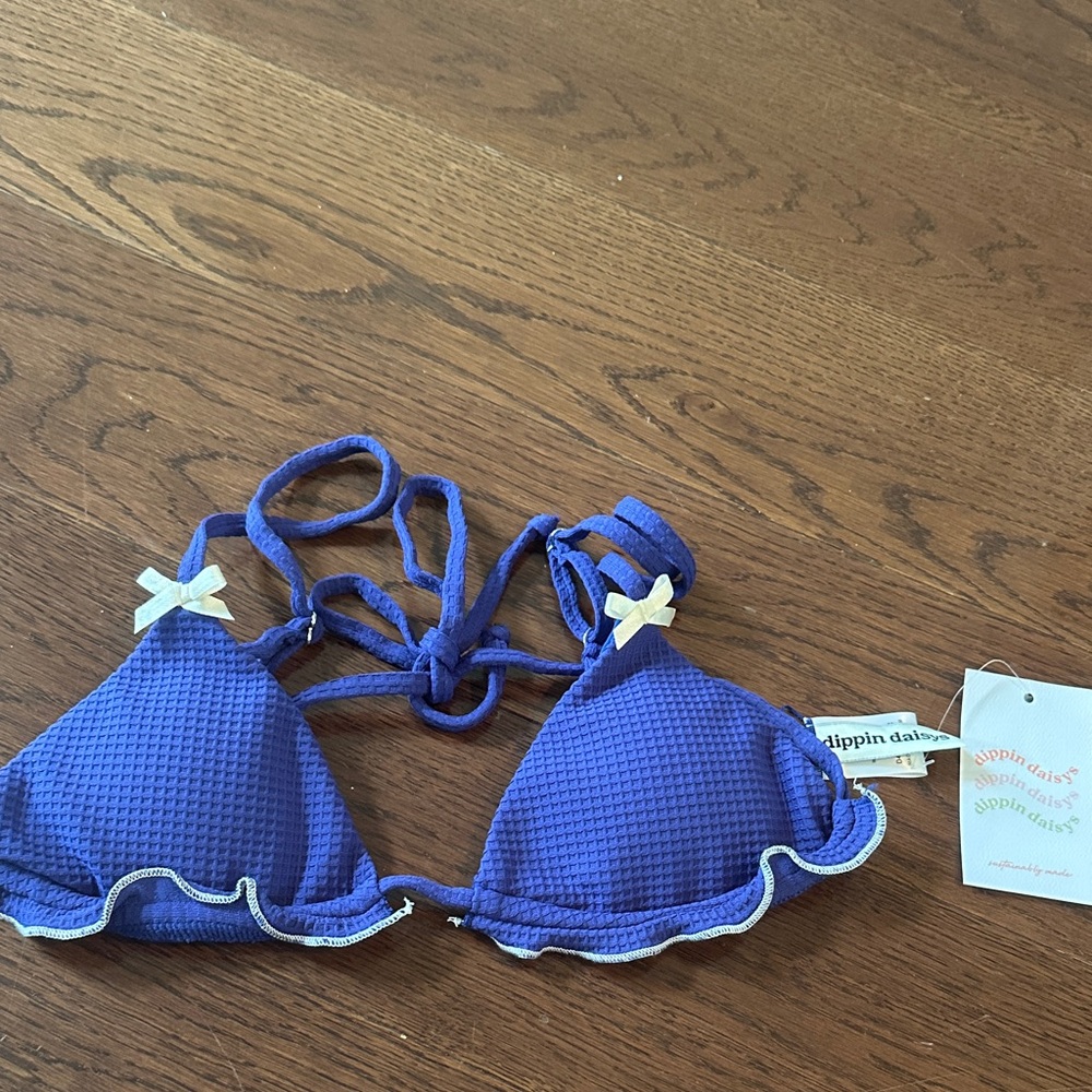 Dippin' Daisy's Ruffled Blue Bikini Top